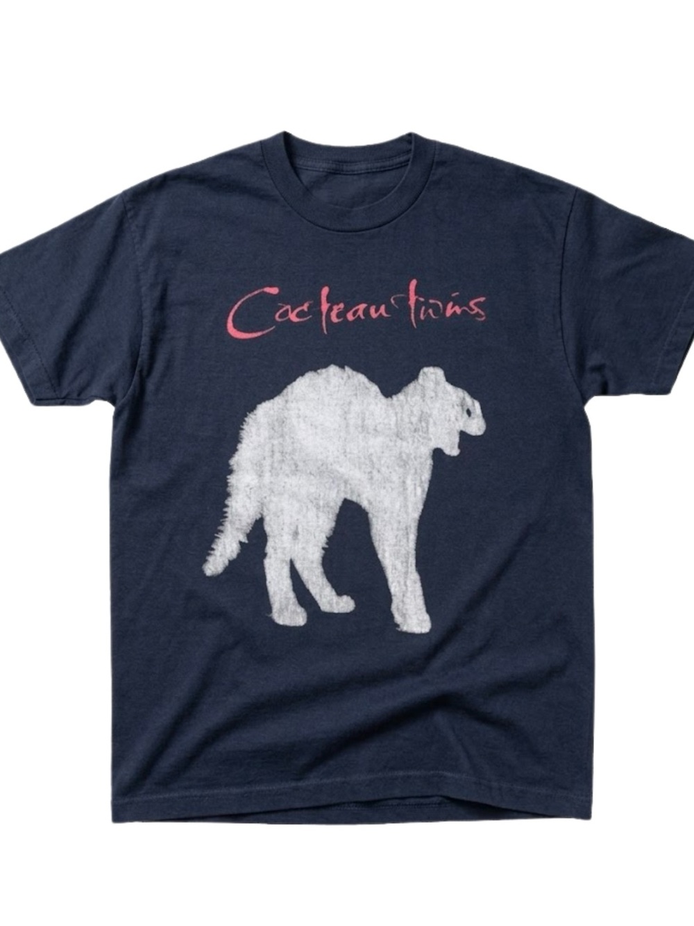 Cocteau Twins Dream Pop Ethereal White Cat Navy Blue Band Tee